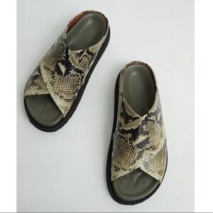 Ganni Snakeskin Slides